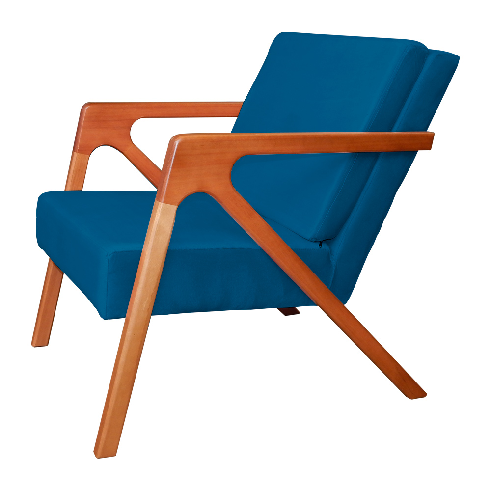 Poltrona Luxo Monalisa Suede Azul Royal