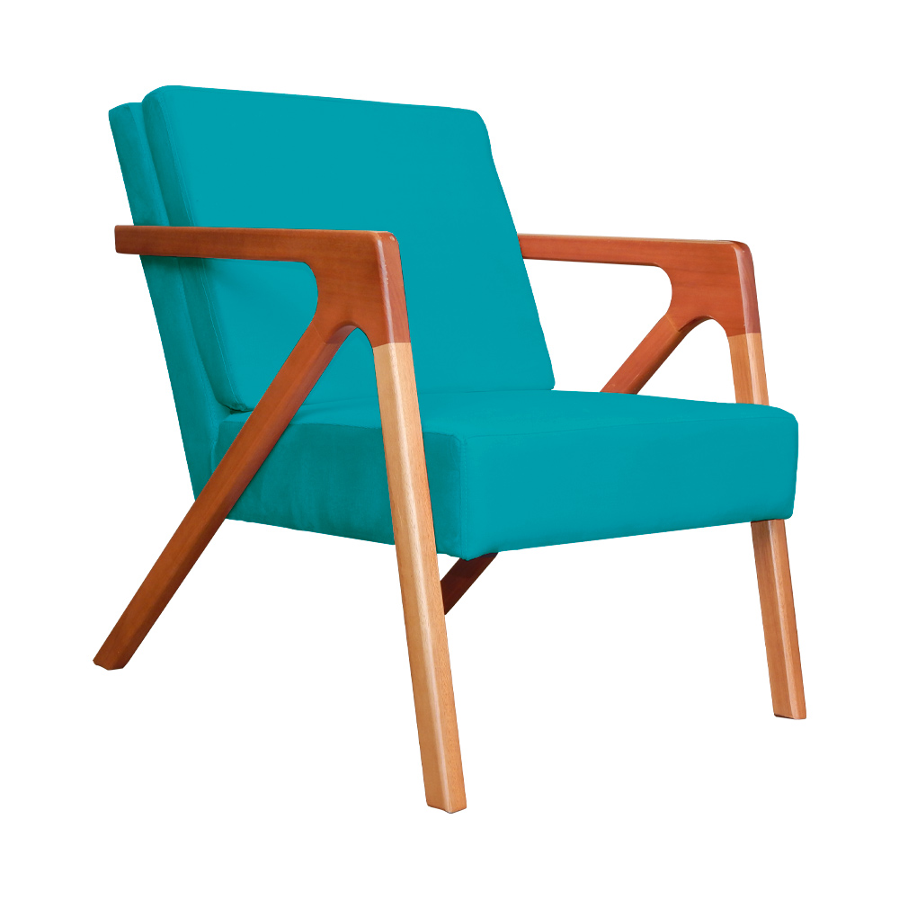 Poltrona Luxo Monalisa Suede Azul Turquesa