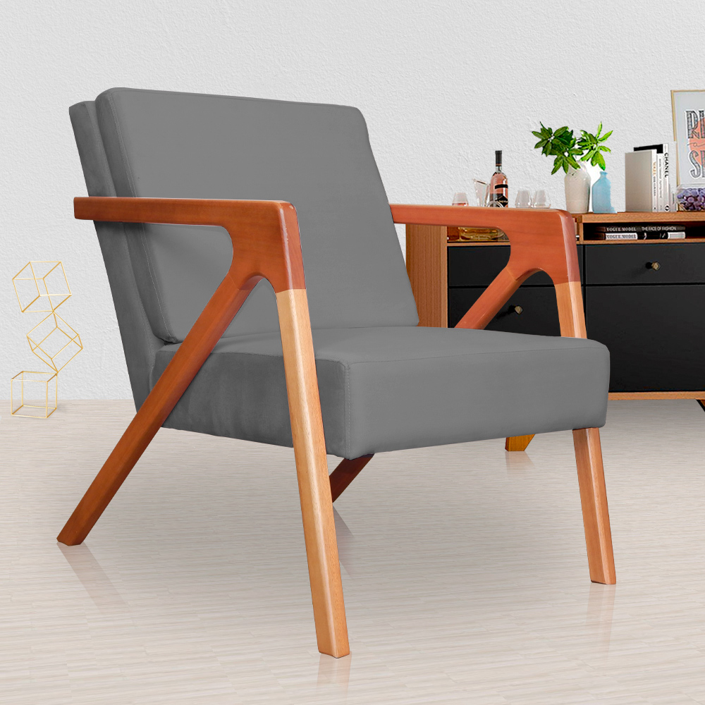 Poltrona Luxo Monalisa Suede Cinza