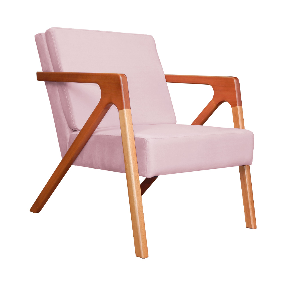Poltrona Luxo Monalisa Suede Rosa Bebê