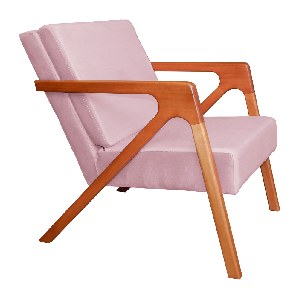 Poltrona Luxo Monalisa Suede Rosa Bebê