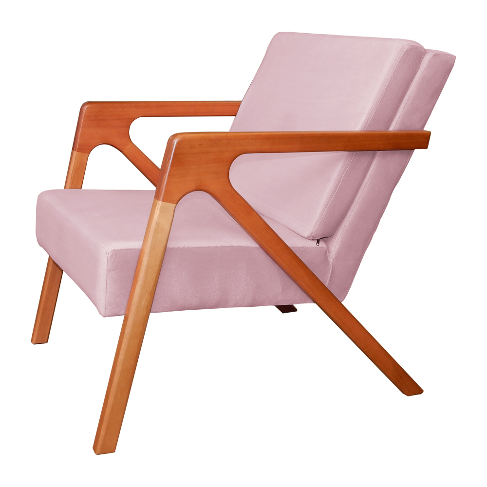 Poltrona Luxo Monalisa Suede Rosa Bebê