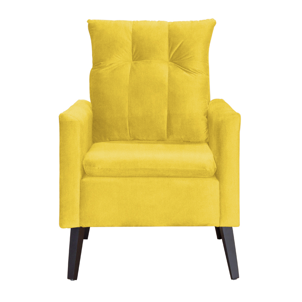 Poltrona Para Sala Ligia Suede Amarelo - DS Estofados