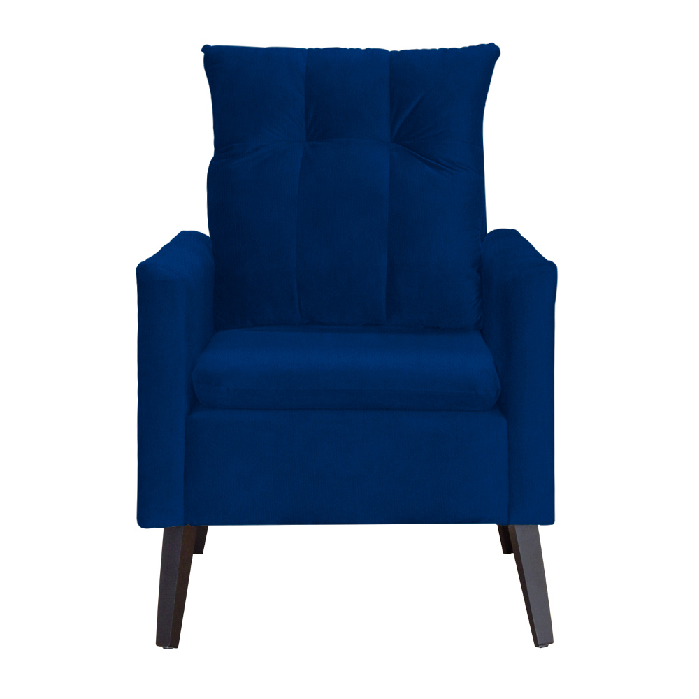Poltrona Para Sala Ligia Suede Azul Marinho - DS Estofados