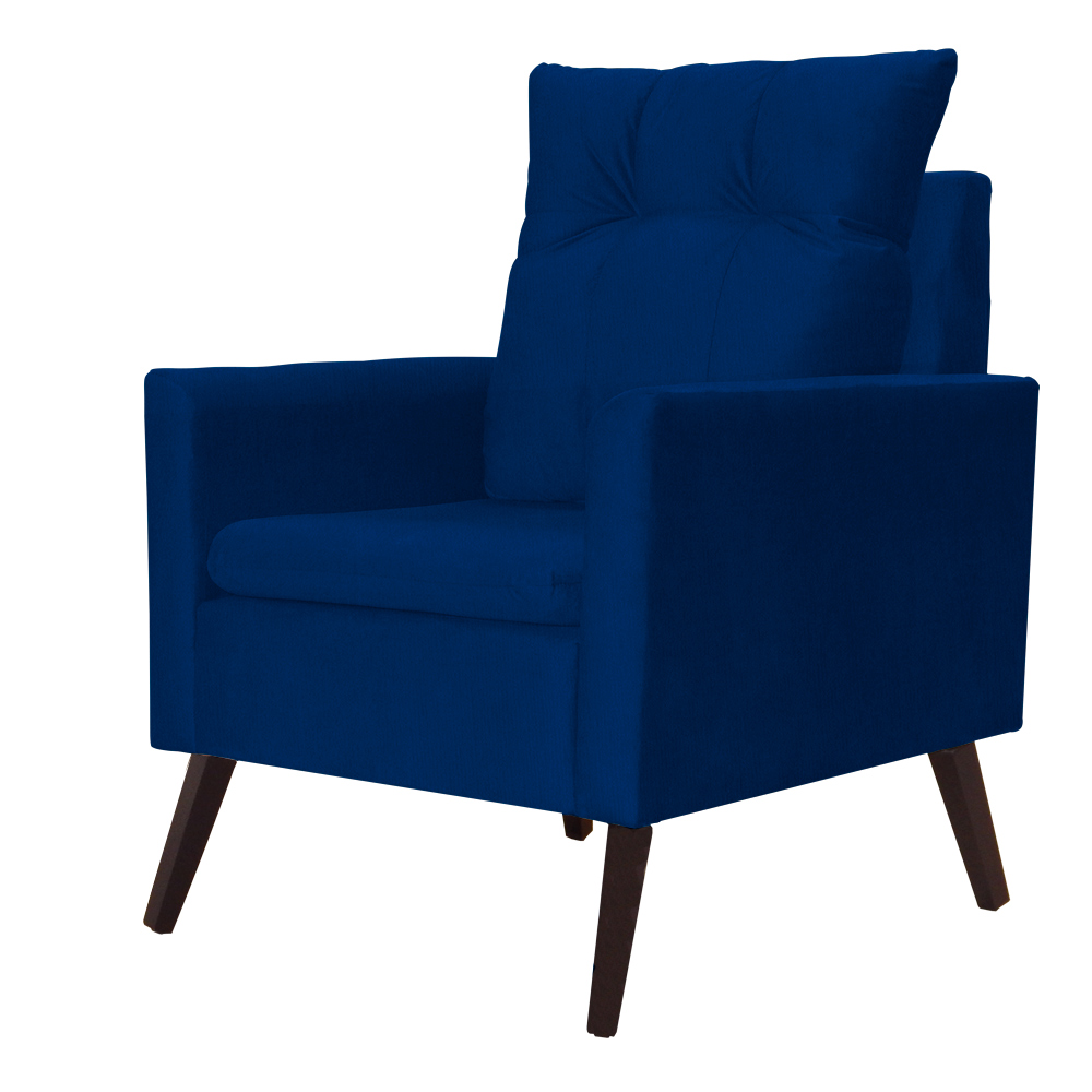 Poltrona Para Sala Ligia Suede Azul Marinho - DS Estofados