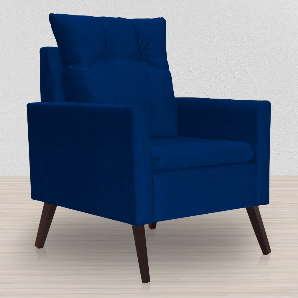 Poltrona Para Sala Ligia Suede Azul Marinho - DS Estofados