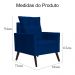 Poltrona Para Sala Ligia Suede Azul Marinho - DS Estofados