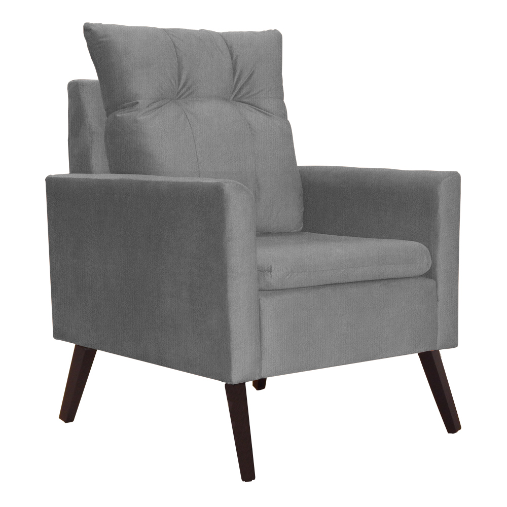 Poltrona Para Sala Ligia Suede Cinza - DS Estofados