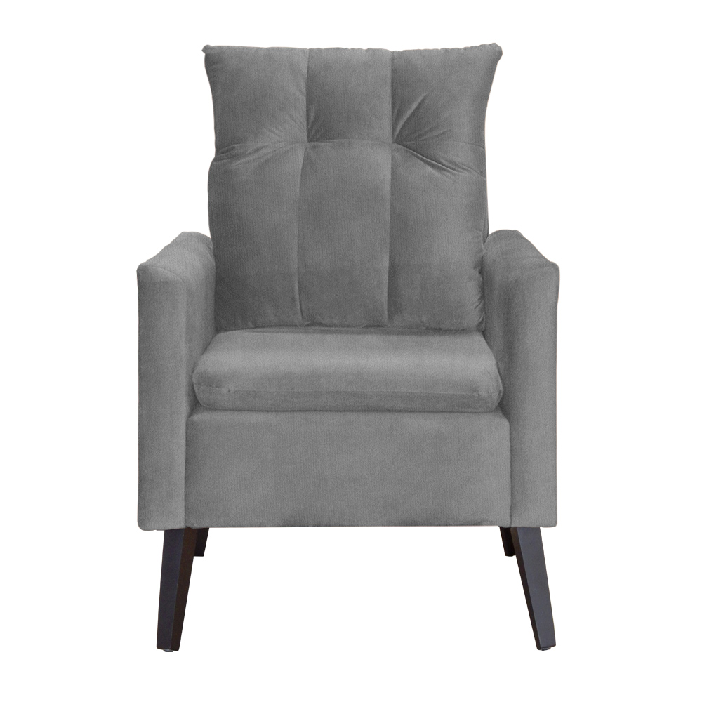 Poltrona Para Sala Ligia Suede Cinza - DS Estofados