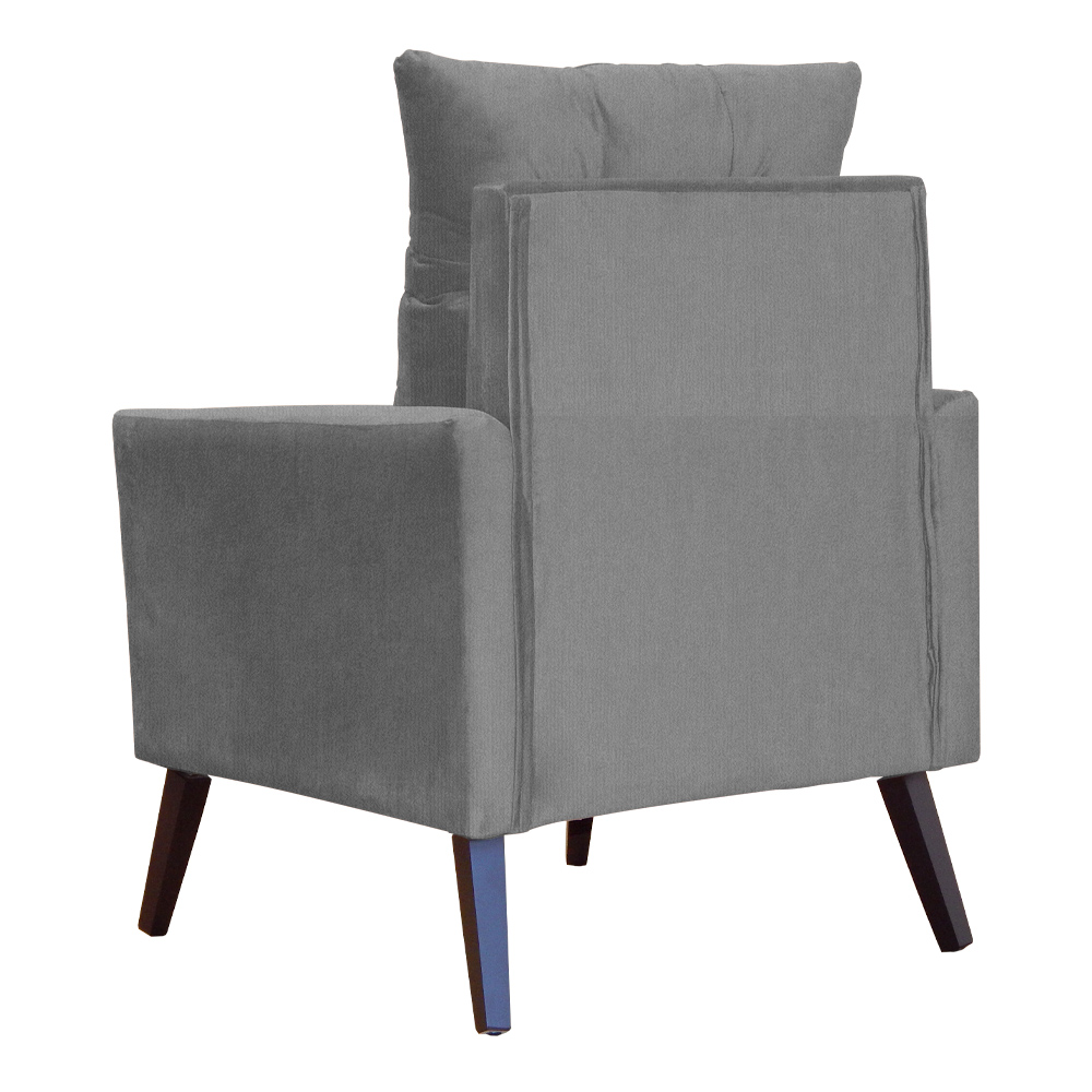 Poltrona Para Sala Ligia Suede Cinza - DS Estofados