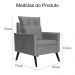 Poltrona Para Sala Ligia Suede Cinza - DS Estofados
