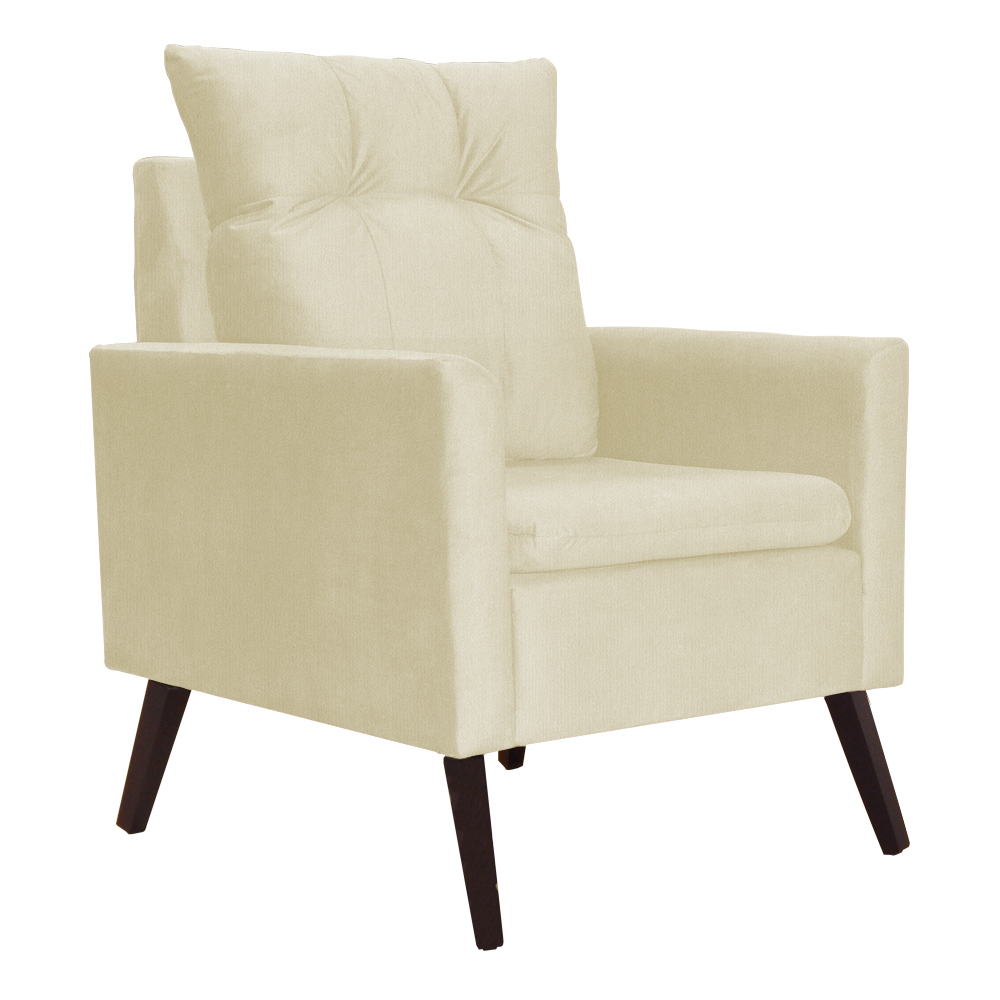 Poltrona Para Sala Ligia Suede Marfim - DS Estofados