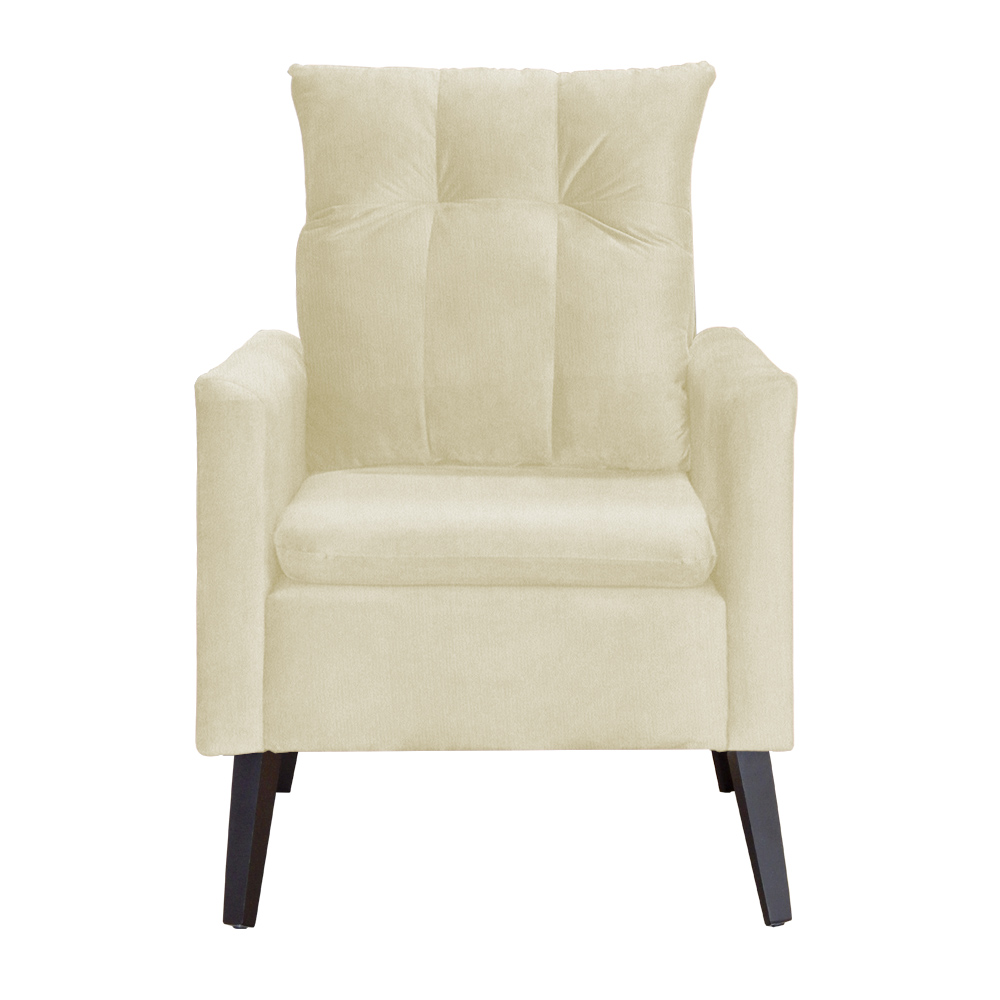 Poltrona Para Sala Ligia Suede Marfim - DS Estofados