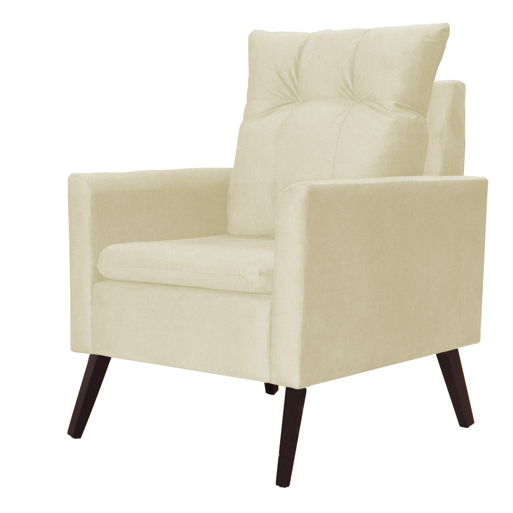 Poltrona Para Sala Ligia Suede Marfim - DS Estofados