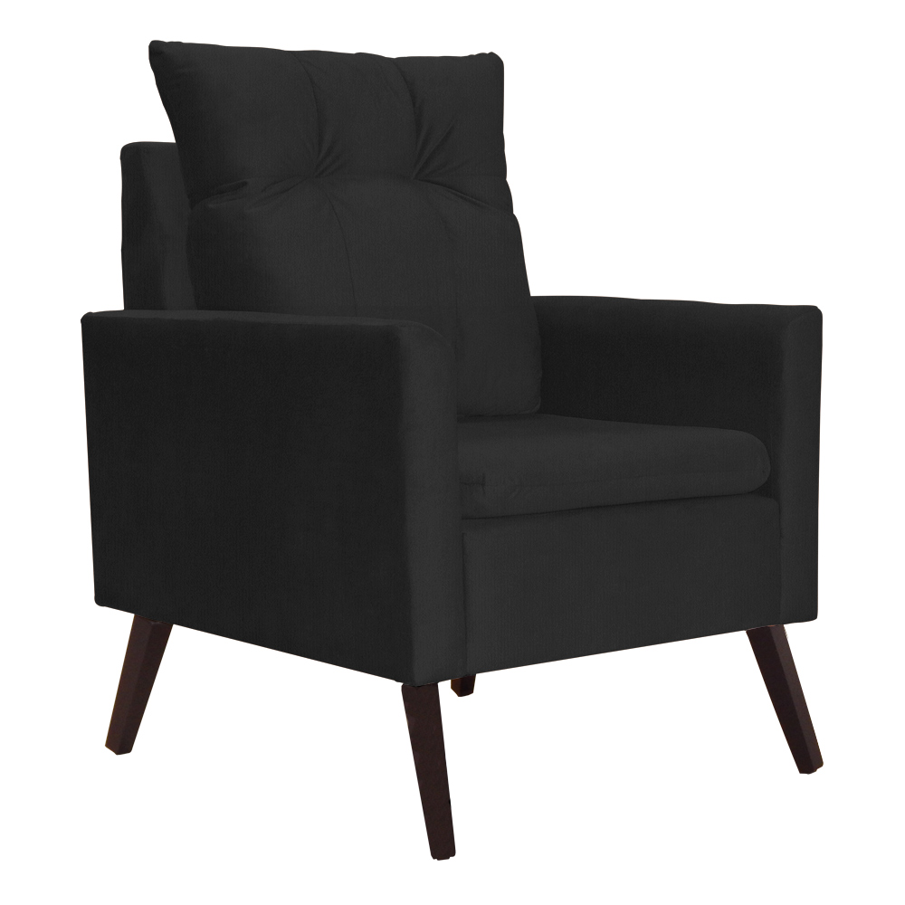 Poltrona Para Sala Ligia Suede Preto - DS Estofados