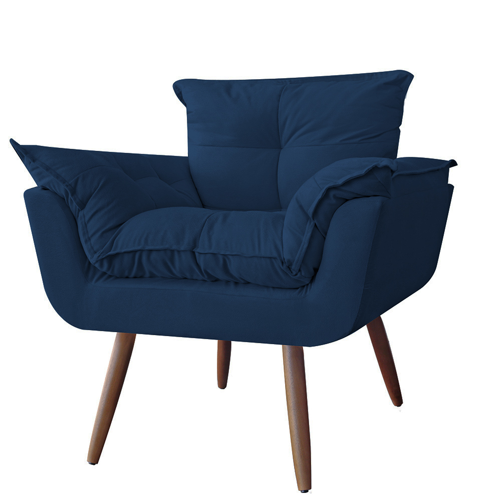 Poltrona decorativa Opalla Pés Palito Azul Marinho - DS Estofados