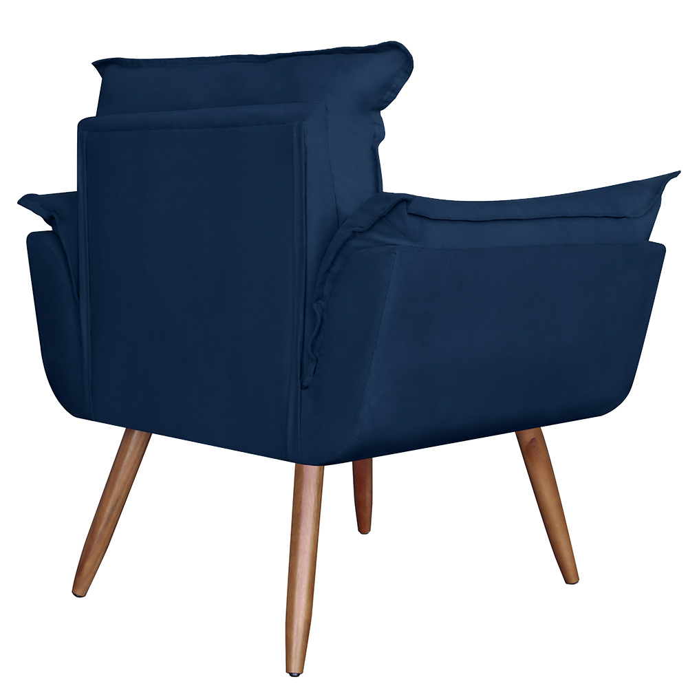 Poltrona decorativa Opalla Pés Palito Azul Marinho - DS Estofados