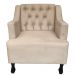 Poltronas Decorativa Pés Luis XV Gênises Encosto Estilo Capitonê Suede Bege - DS Estofados
