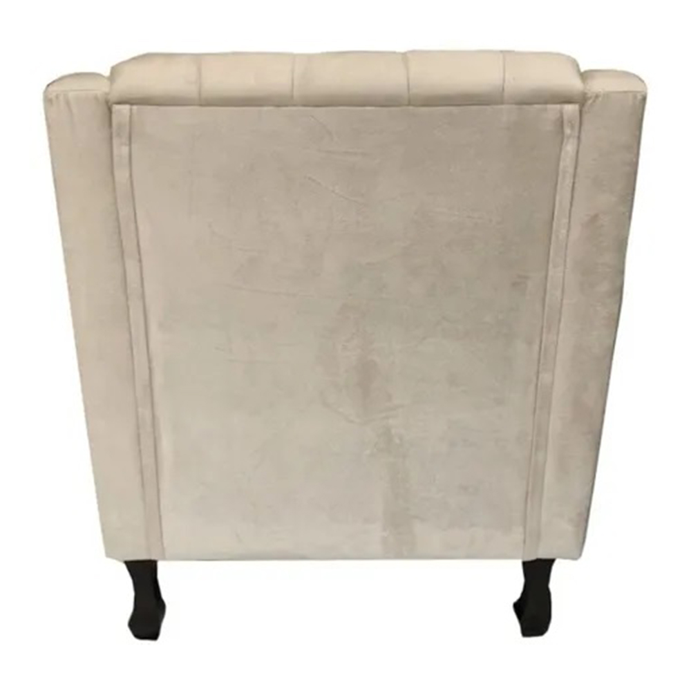 Poltronas Decorativa Pés Luis XV Gênises Encosto Estilo Capitonê Suede Bege - DS Estofados