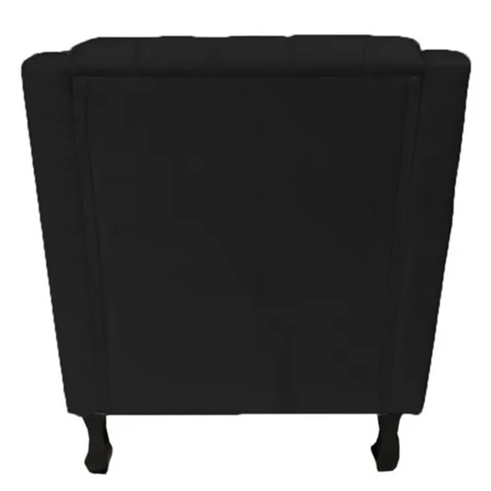 Poltronas Decorativa Pés Luis XV Gênises Encosto Estilo Capitonê Suede Preto - DS Estofados
