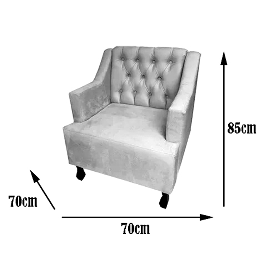 Poltronas Decorativa Pés Luis XV Gênises Encosto Estilo Capitonê Suede Preto - DS Estofados
