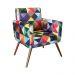 Poltronas Nina Com Rodapé e Pés Em Madeira Suede Triângulo Colorido - DS Estofados
