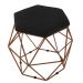 Puff Aramado Bronze Assento Hexagonal Napa Preto - DS Estofados