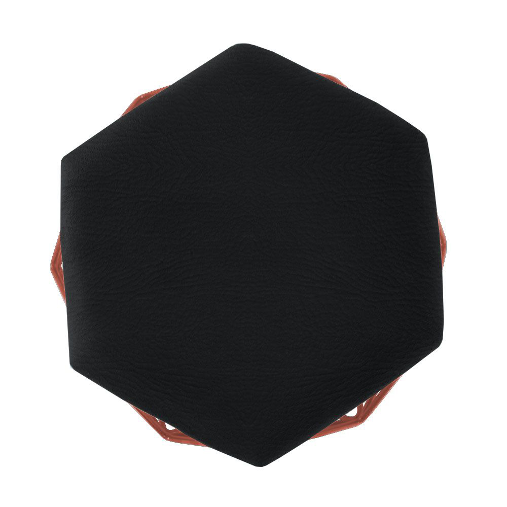 Puff Aramado Bronze Assento Hexagonal Napa Preto - DS Estofados