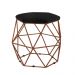 Puff Aramado Bronze Assento Hexagonal Napa Preto - DS Estofados