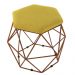 Puff Aramado Preto Assento Hexagonal Suede Amarelo - DS Estofados