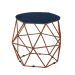 Puff Aramado Preto Assento Hexagonal Suede Azul Marinho - DS Estofados