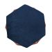 Puff Aramado Preto Assento Hexagonal Suede Azul Marinho - DS Estofados