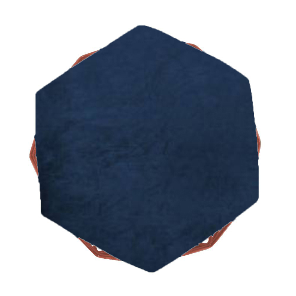 Puff Aramado Preto Assento Hexagonal Suede Azul Marinho - DS Estofados