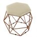 Puff Aramado Preto Assento Hexagonal Suede Bege - DS Estofados