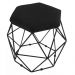 Puff Aramado Preto Assento Hexagonal Suede Preto - DS Estofados