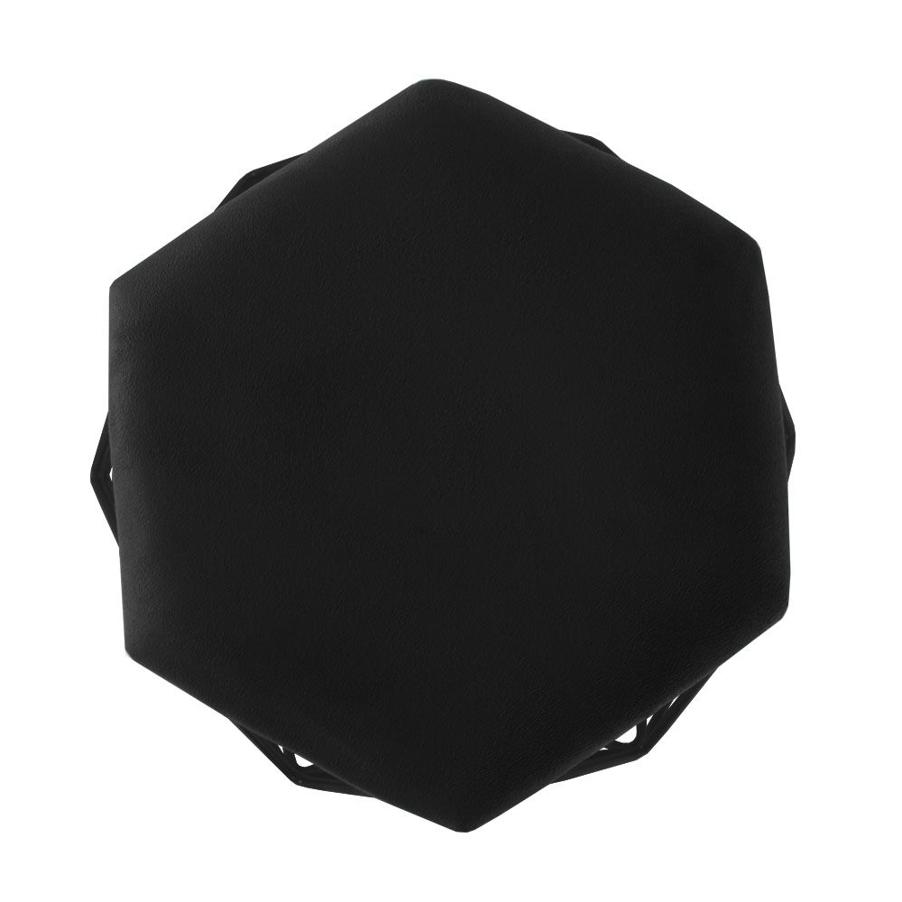 Puff Aramado Preto Assento Hexagonal Suede Preto - DS Estofados