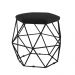 Puff Aramado Preto Assento Hexagonal Suede Preto - DS Estofados