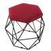 Puff Aramado Preto Assento Hexagonal Suede Vermelho - DS Estofados