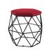 Puff Aramado Preto Assento Hexagonal Suede Vermelho - DS Estofados