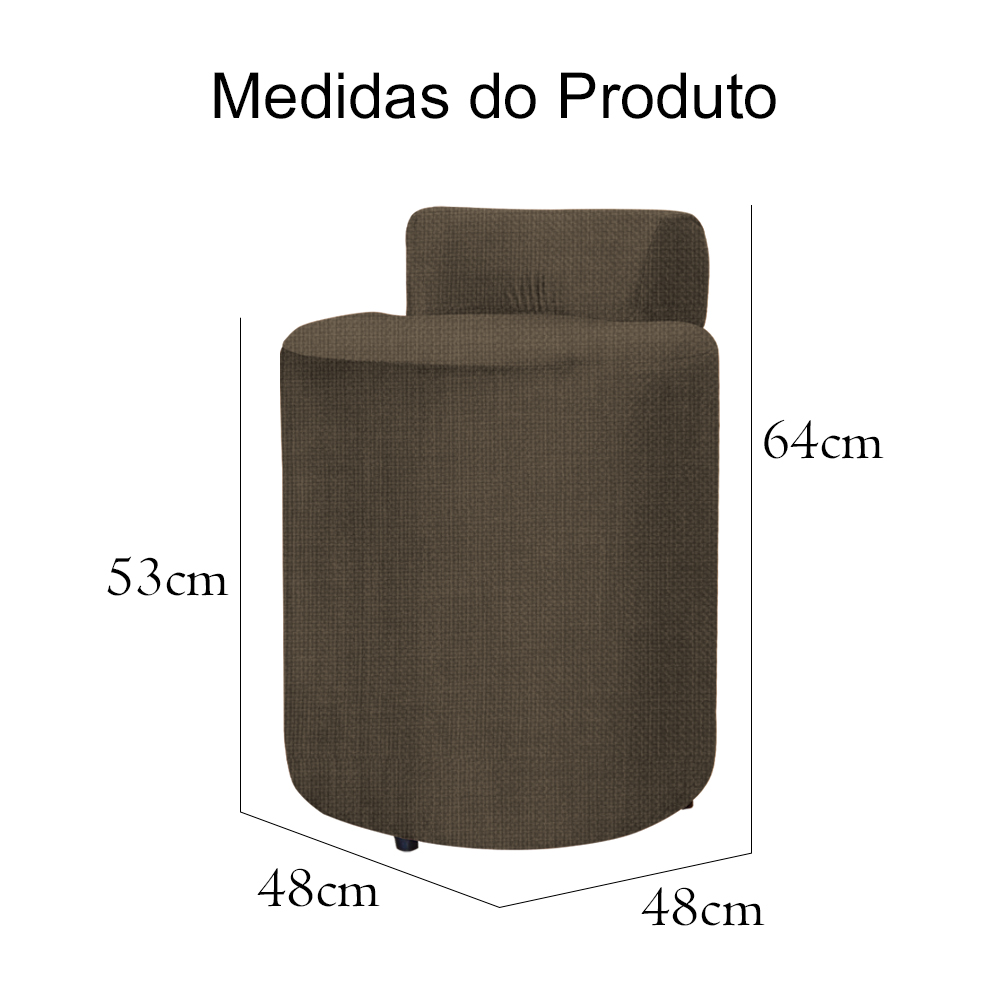 Puff Athenas Decorativa Linho Marrom - DS Estofados