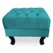 Puff Baú Retrô Luis Xv Capitonê Suede Azul Turquesa - DS Estofados