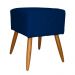 Puff Banqueta Isabela em Tressê Pés Palito Suede Azul Marinho