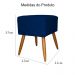Puff Banqueta Isabela em Tressê Pés Palito Suede Azul Marinho