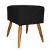 Puff Banqueta Isabela em Tressê Pés Palito Suede Preto