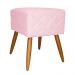 Puff Banqueta Isabela em Tressê Pés Palito Suede Rosa Bebê