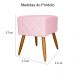 Puff Banqueta Isabela em Tressê Pés Palito Suede Rosa Bebê