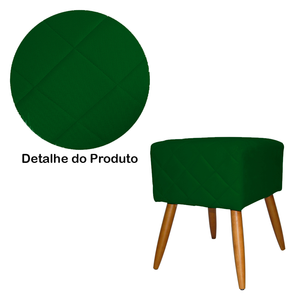 Puff Banqueta Isabela em Tressê Pés Palito Suede Verde