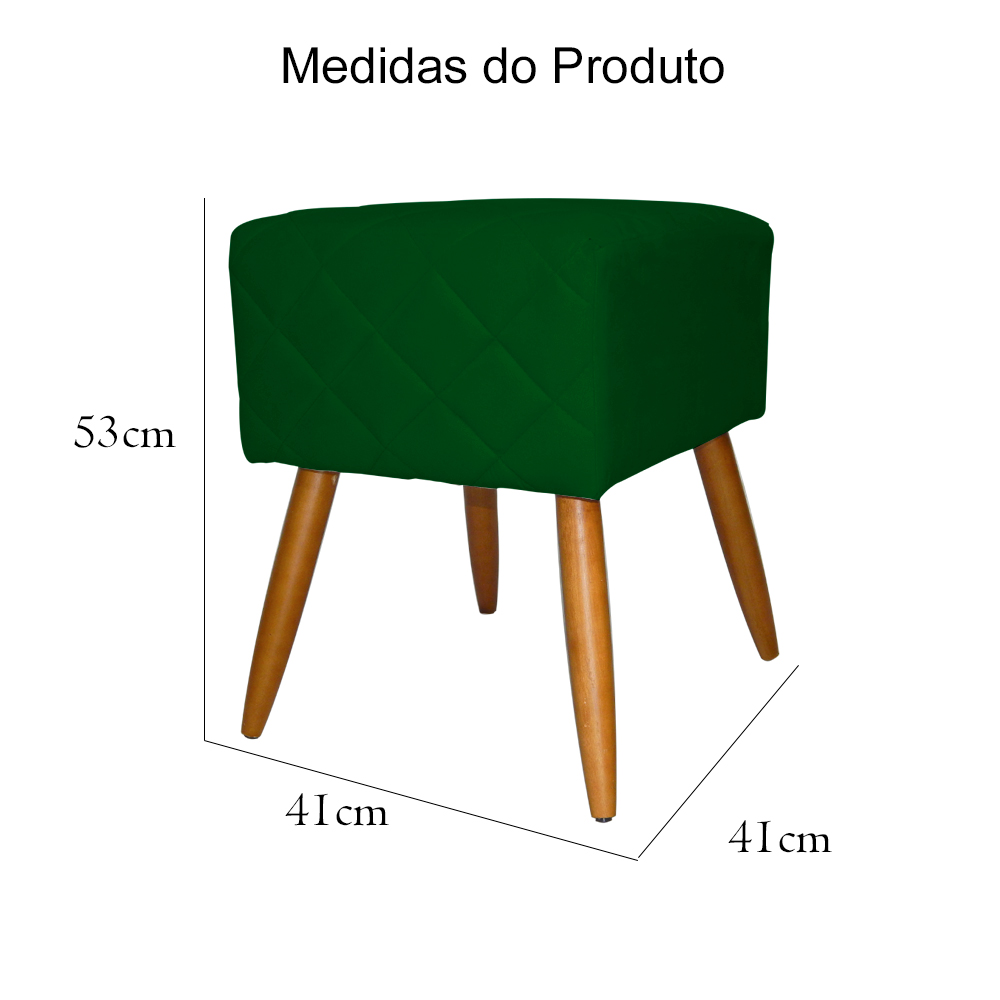 Puff Banqueta Isabela em Tressê Pés Palito Suede Verde