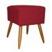 Puff Banqueta Isabela em Tressê Pés Palito Suede Vermelho