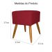 Puff Banqueta Isabela em Tressê Pés Palito Suede Vermelho